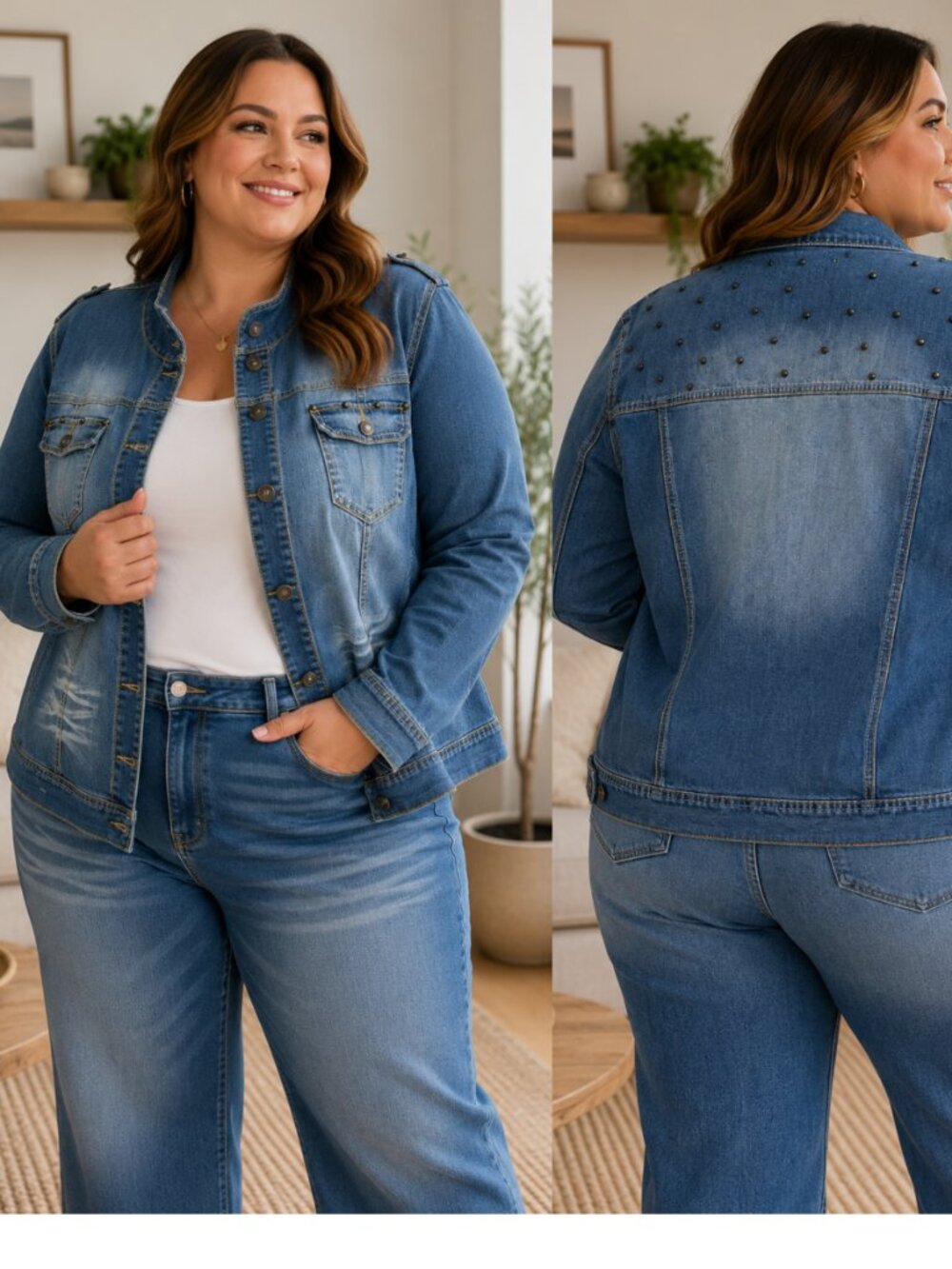 Studded Moto Denim Jacket Plus Size 3X Stretch Jean Jacket Dollhouse y2k